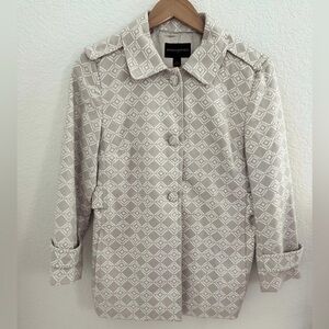 Banana Republic Women’s Jacket Sz M‎ Geometric Beige/White Office Fall Fashion